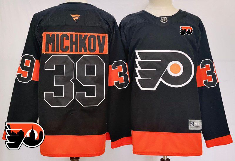 Men Philadelphia Flyers #39 Michkov Black Fanatics 2025 NHL Jersey style 4
